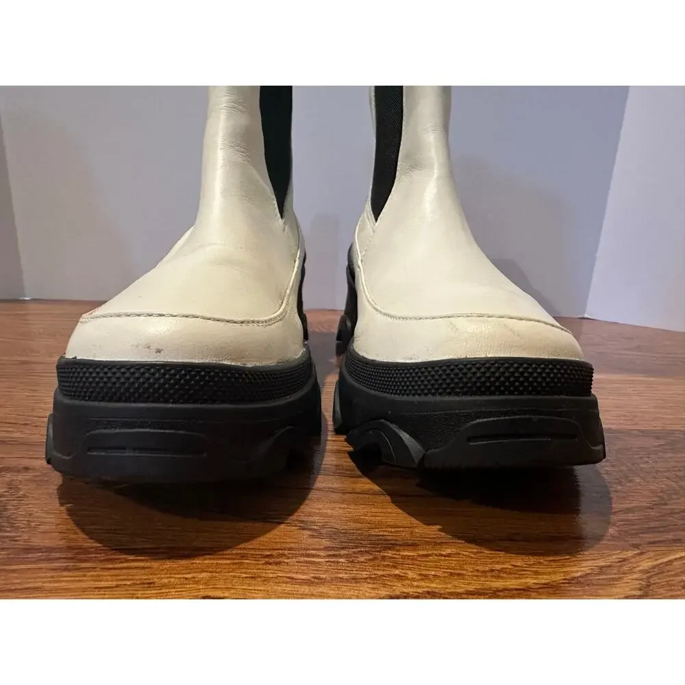 Sorel Brex Leather Chelsea Boots Chalk Black Women’s 9.5 Waterproof Modern Style